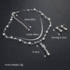Women's Handmade Alloy Jewelry Set Pearl Necklace And Earrings Two Piece Set With Crystal Heart Water Drop And Bell Pendant