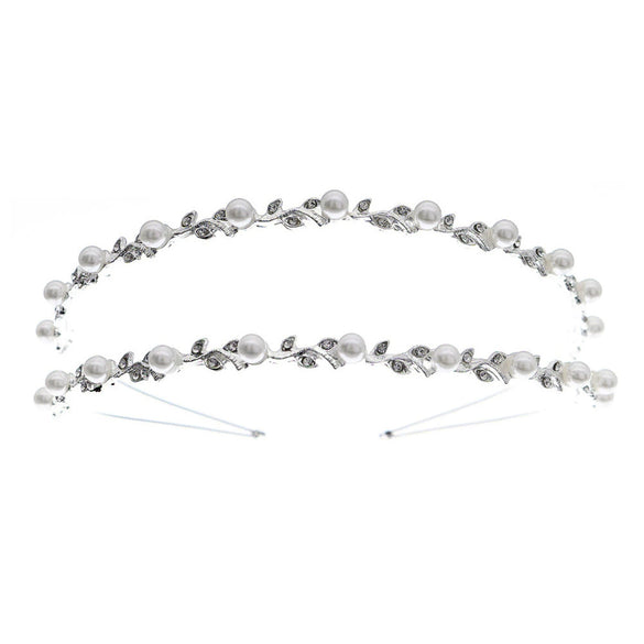 Women's Handmade Alloy Pearl Headband With Double Layer Floral Design Elegant Bridal Hair Accessory