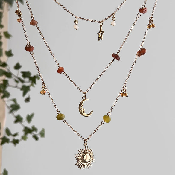 Women's Handmade Alloy Pendant Clavicle Chain Necklace With Gravel Star Geometric Pattern