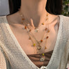 Women's Handmade Alloy Pendant Clavicle Chain Necklace With Gravel Star Geometric Pattern