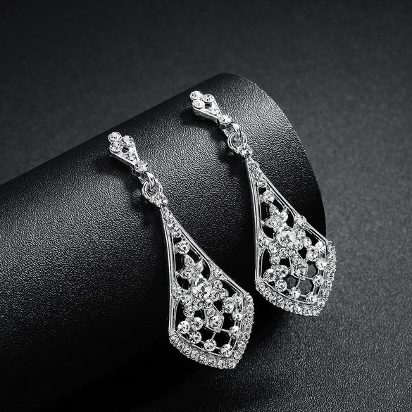 Women’s Handmade Alloy Rhinestone Earrings Simple Wedding Jewelry For Brides Wholesale