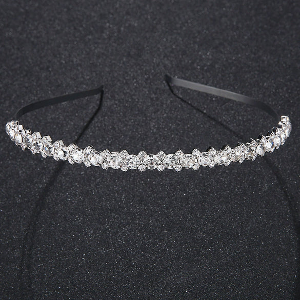 Women's Handmade Alloy Rhinestone Inlaid Crystal Headband Simple Bridal Wedding Hair Accessory