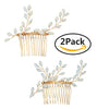 Women's Handmade Alloy Rhinestone Leaf Hair Comb Electroplated Bridal Wedding Headdress Elegant Golden Hair Accessory