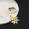 Women's Handmade Antique Style Natural Pearl Earrings With Real Gold Electroplating And Geometric Pattern