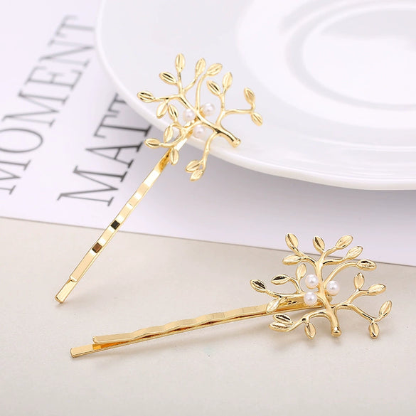 Women's Handmade Artificial Crystal Animals Hairpins Money Tree Deer Snowflake Oneword Clips Trendy Cute Headwear