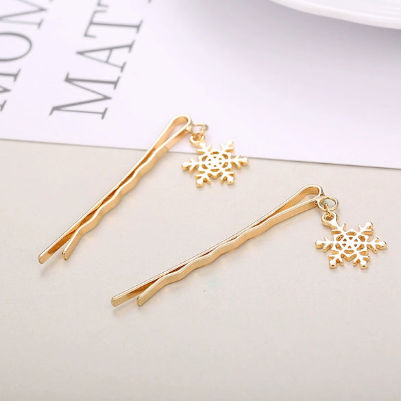 Women's Handmade Artificial Crystal Animals Hairpins Money Tree Deer Snowflake Oneword Clips Trendy Cute Headwear