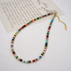Women's Handmade Artificial Crystal Dopamine Color Ushaped Geometric Beaded Necklace And Bracelet Jewelry With Cross Chain