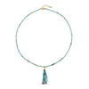 Women's Handmade Beaded Long Necklace With Optimized Blue Turquoise Glass Beads And Copper