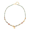 Women's Handmade Beaded Necklace With African Pine Red Agate Spotted Stone Stainless Steel Copper Geometric Design And Bird Pendant