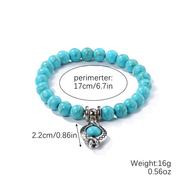 Women's Handmade Beaded Turquoise Geometric Bracelet Set