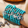 Women's Handmade Beaded Turquoise Geometric Bracelet Set