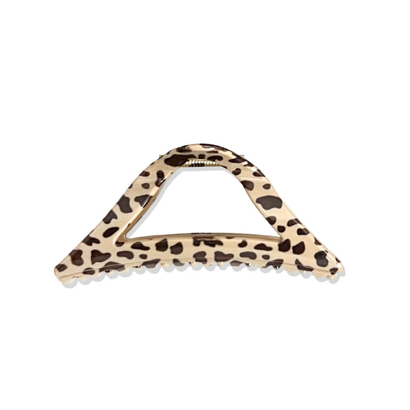 Women's Handmade Beige Leopard Print Shark Hair Clip With Bowknot And Simple Geometric Style