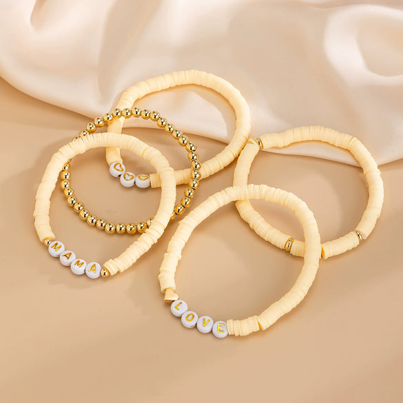 Women's Handmade Bracelets With Polymer Clay Ccb And Acrylic Geometric And Letter Pattern Sports Style