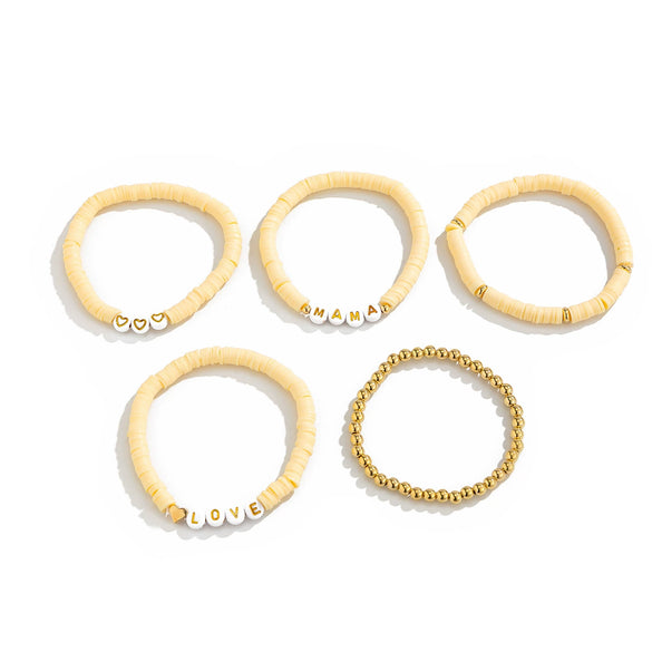 Women's Handmade Bracelets With Polymer Clay Ccb And Acrylic Geometric And Letter Pattern Sports Style