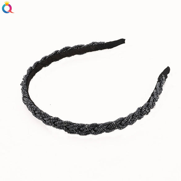 Women's Handmade Braided Rice Bead Headband Thin Simple Versatile Hair Accessory For Everyday Styling