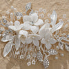 Women's Handmade Ceramic Flower Beaded Hair Comb With Electroplating