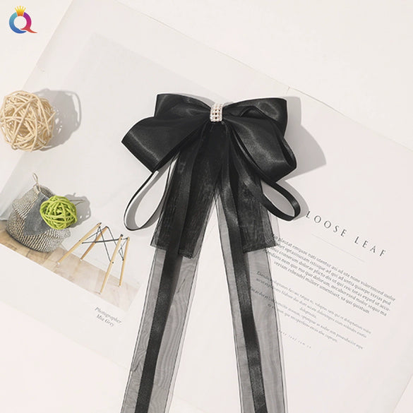 Women's Handmade Cloth Bow Tassel Hairpin Top Clip Vintage Fairy Style Hair Accessory