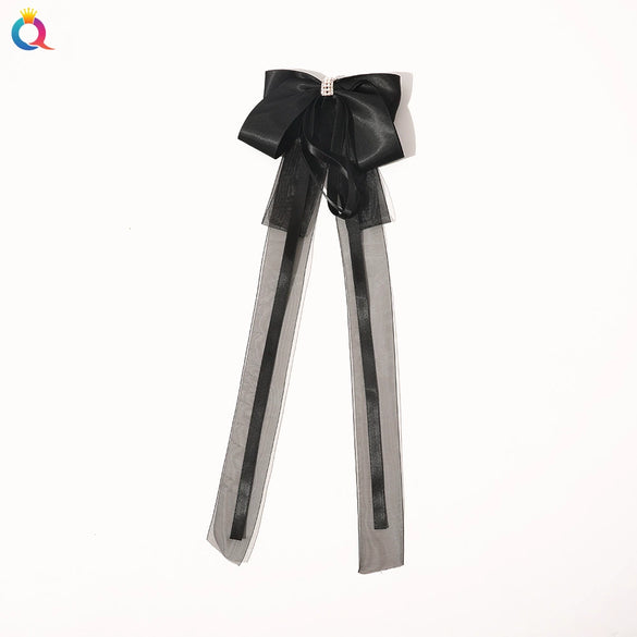 Women's Handmade Cloth Bow Tassel Hairpin Top Clip Vintage Fairy Style Hair Accessory