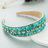 Women's Handmade Cloth Geometric Colorful Broken Turquoise Diamond Wide Edge Headband