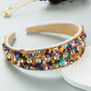Women's Handmade Cloth Geometric Colorful Broken Turquoise Diamond Wide Edge Headband