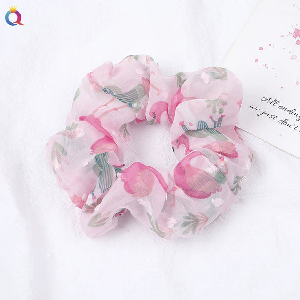 Women's Handmade Cloth Hair Loop With Printed Plant Flowers Design