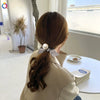 Women’s Handmade Cloth Hair Tie With Black Houndstooth Bow And Pearl Detail Sweet Hair Accessory Wholesale