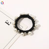 Women’s Handmade Cloth Hair Tie With Black Houndstooth Bow And Pearl Detail Sweet Hair Accessory Wholesale