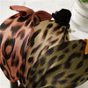 Women's Handmade Cloth Leopard Print Rabbit Ears Knotted Wide Headband Hair Accessories