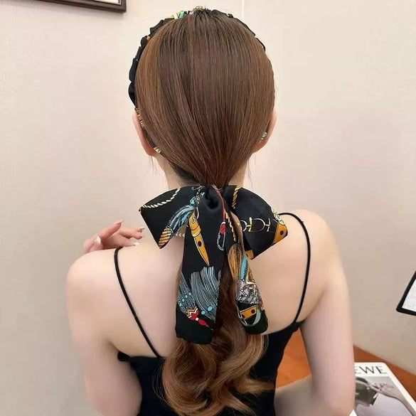 Women's Handmade Cloth Palacestyle Floral Ribbon Toothed Comb Wave High Crown Reversible Retro Headband