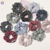 Women's Handmade Cloth Scrunchie Hair Tie With Zipper Detail And Small Dot Stripe Pattern Simple Natural Hair Accessory Wholesale