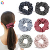 Women's Handmade Cloth Scrunchie Hair Tie With Zipper Detail And Small Dot Stripe Pattern Simple Natural Hair Accessory Wholesale