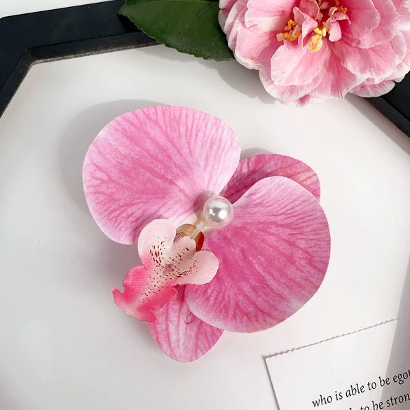 Women's Handmade Cloth Simulated Butterfly Orchid Hair Clip