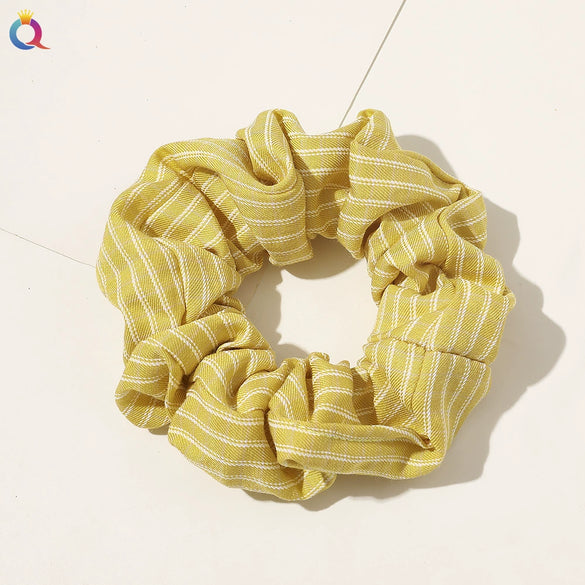 Women's Handmade Cloth Striped Plaid Scrunchie Hair Tie Cute Sweet Hair Accessory For Everyday Styling