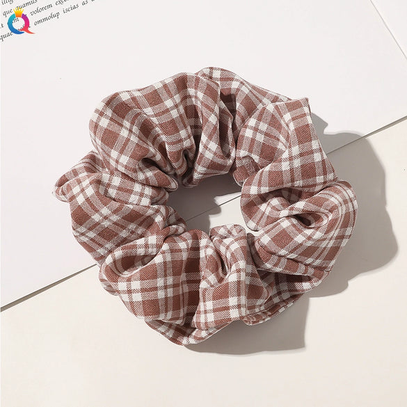 Women's Handmade Cloth Striped Plaid Scrunchie Hair Tie Cute Sweet Hair Accessory For Everyday Styling