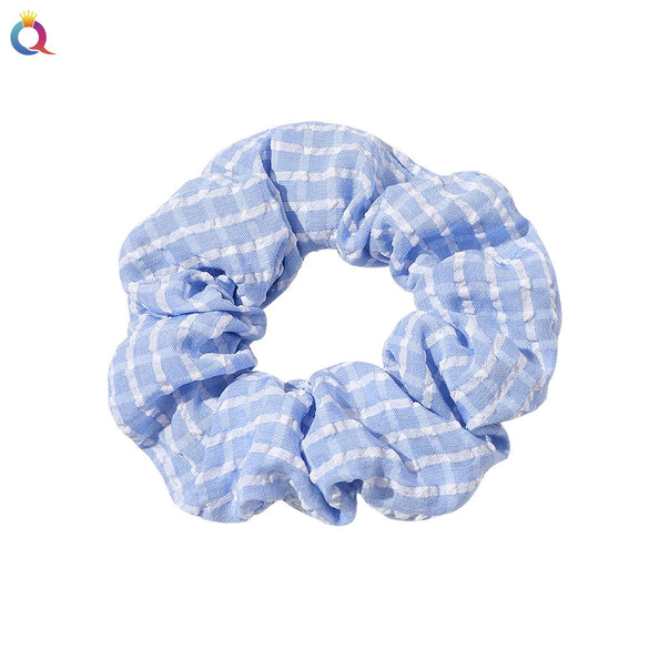 Women's Handmade Cloth Striped Plaid Scrunchie Hair Tie Cute Sweet Hair Accessory For Everyday Styling