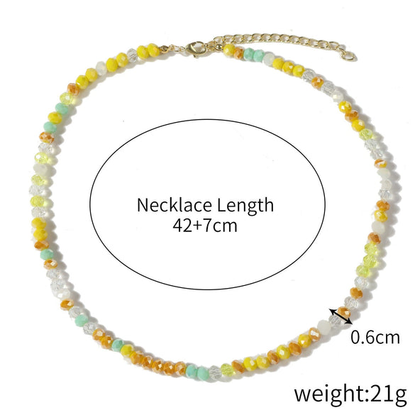Women's Handmade Crystal And Pearl Beaded Clavicle Chain Necklace With Flower And Geometric Rhombus Pattern