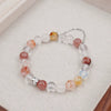 Women's Handmade Crystal Bracelet With Cherry Blossom Pink White And Strawberry Crystals