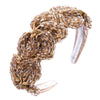 Women's Handmade Crystal Flower Headband Fashion Wide Hair Band With Diamond Style Inlaid Design And Sparkling Finish