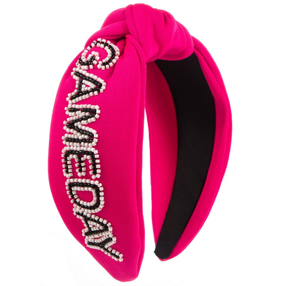 Women's Handmade Crystal Geometric Letter Rice Bead Fabric Headband Hair Accessory