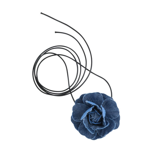 Women's Handmade Denim Flower Necklace Choker Clavicle Chain