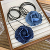 Women's Handmade Denim Flower Necklace Choker Clavicle Chain