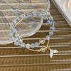 Women's Handmade Double Layer Beaded Bracelet With Fresh Floral Explosive Crystal Fishtail Pendant Geometric Pattern And Polishing Treatment