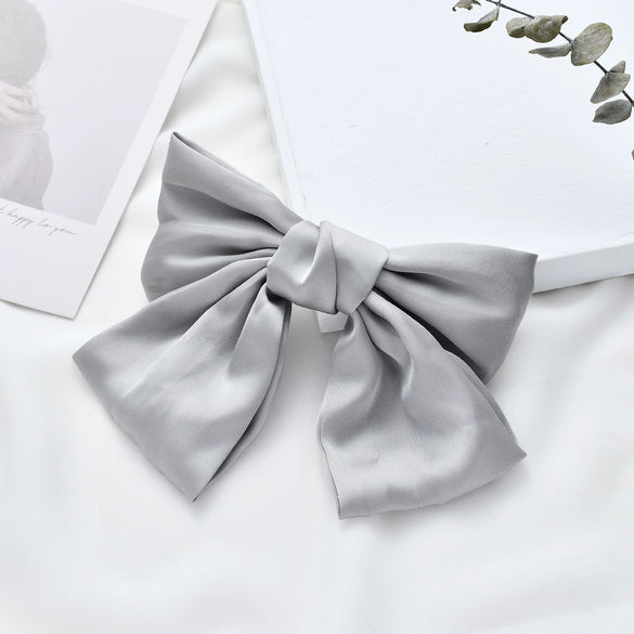 Women's Handmade Doublelayer Satin Large Bow Fabric Hair Clip Top Clip Hair Accessory