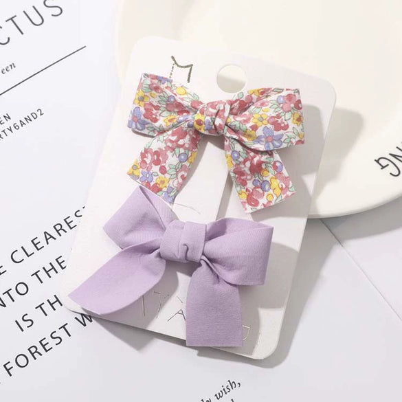 Women's Handmade Fabric Bow Floral Duckbill Hair Clip Individually Packaged Fresh Style Hair Accessory