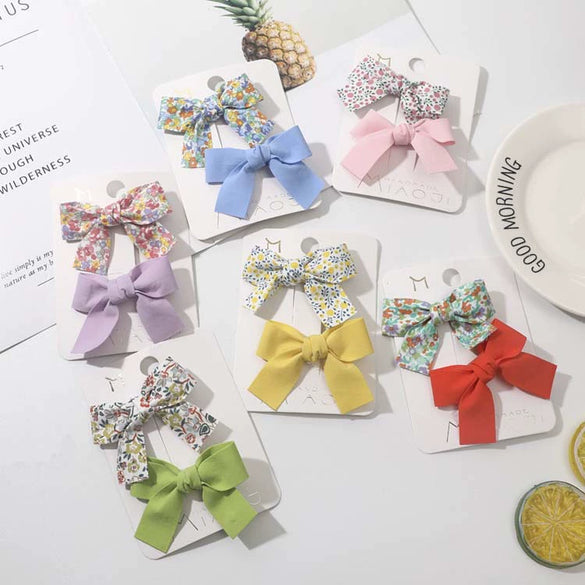 Women's Handmade Fabric Bow Floral Duckbill Hair Clip Individually Packaged Fresh Style Hair Accessory