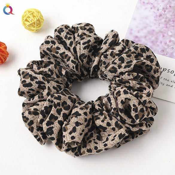 Women’s Handmade Fabric Scrunchie Hair Tie With Polka Dot And Leopard Print Patterns Elegant Hair Accessory Wholesale