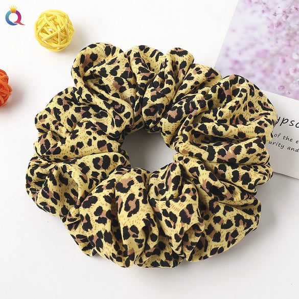 Women’s Handmade Fabric Scrunchie Hair Tie With Polka Dot And Leopard Print Patterns Elegant Hair Accessory Wholesale