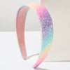 Women's Handmade Fabric Sequin Plaid Headband Rainbow Color Highend Fashion Super Shiny Hair Accessories