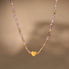 Women's Handmade Fashion Geometric Natural Stone 316L Stainless Steel And 316L Stainless Steel Gold Beaded Clavicle Necklace With Electroplating