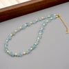 Women's Handmade Freshwater Pearl And Artificial Crystal Geometric Retro Clavicle Necklace With Cross Chain